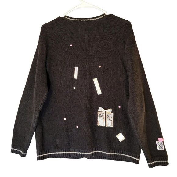 Karen Scott Embroidered 3D Cardigan Womens L Birthday Sequins Knit Presents - Picture 6 of 12